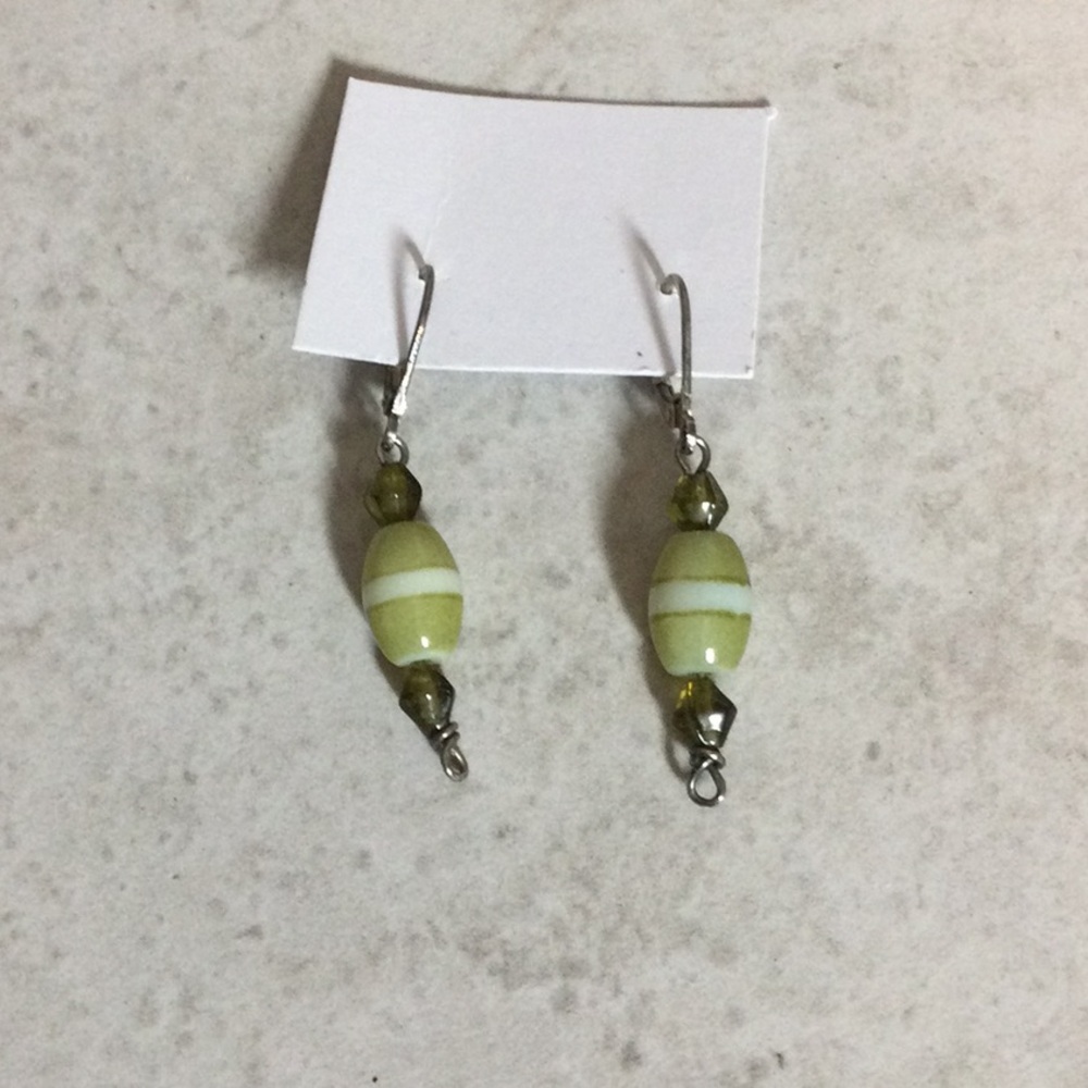 Lime green bead boho drop earrings